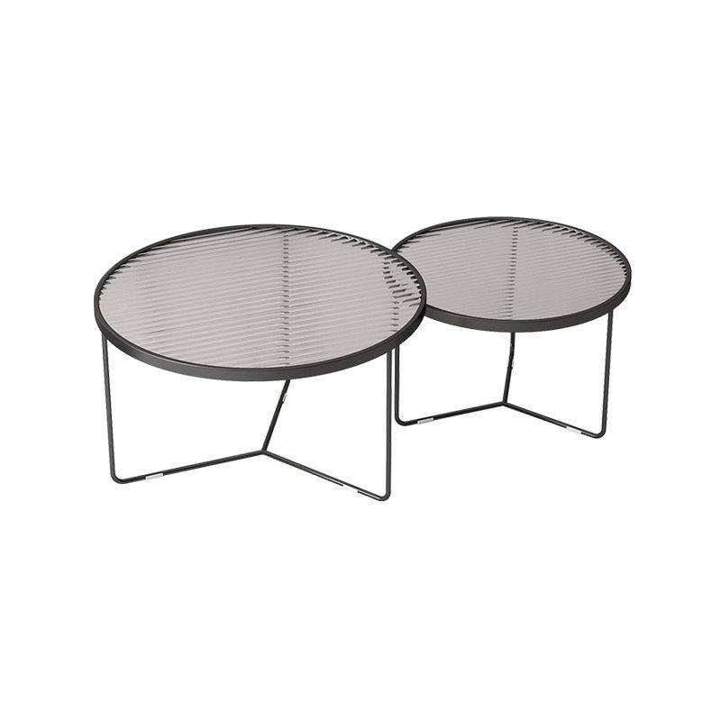 Modern Round Coffee Table Glass Top Nesting Coffee Table Set Clearhalo 'Coffee & Accent Tables' 'Coffee Tables' 'coffee_tables' 'furn' 'furn_coffee_tables' 'Furniture' 'Living Room Furniture' 1200x1200_71a4cd60-60ed-41ab-80f4-f9b6f42789fa