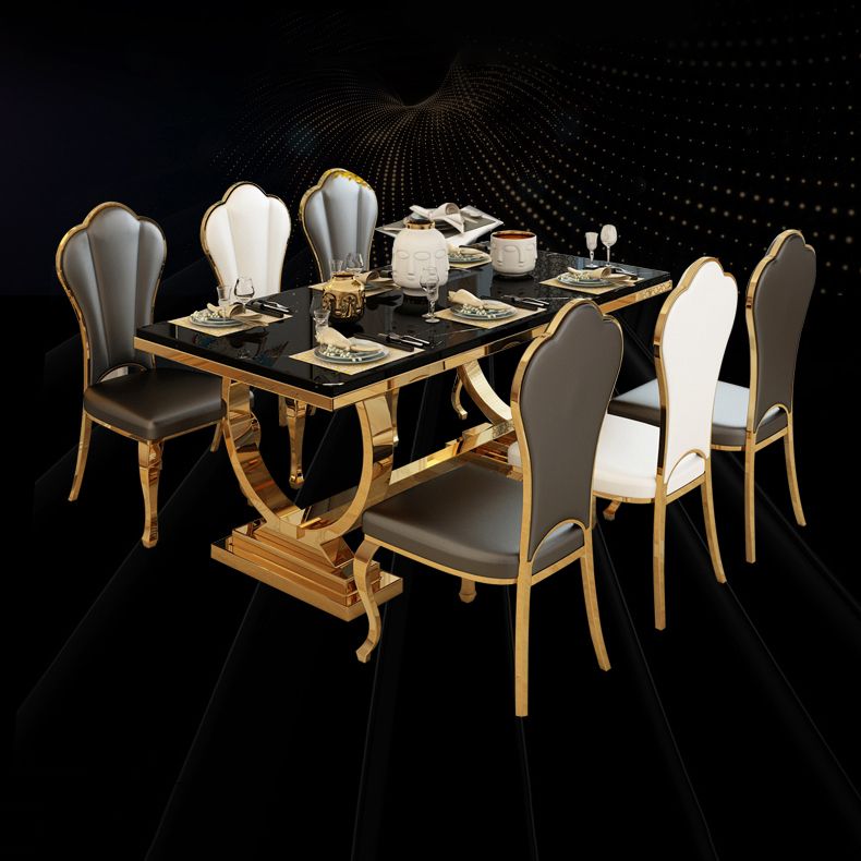 Glam Rectangle Shape Marble Dining Table Standard Dining Table with Double Pedestal Bases Clearhalo ' dining_table' 'Dining Tables & Seating' 'Dining Tables' 'furn' 'furn_dining_table' 'Furniture' 'furniture_dining_table' 'Kitchen & Dining Furniture' 'kitchen&dining_furn' 'kitchen' 'kitchen_dining_table' 1200x1200_71a560d9-83cb-4a50-82a4-2ea84398d98d