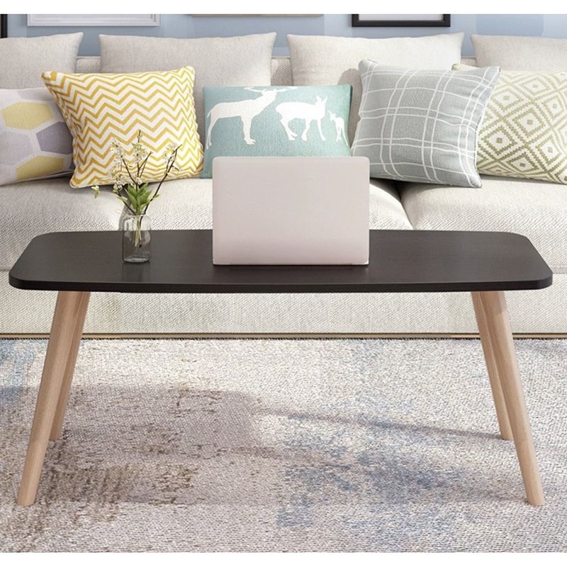 Tavolino rettangolare con legno artificiale/top nero/nero su 4 gambe tavolino