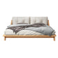 Midden-eeuws modern bedframe massief houten standaard bed as gestoffeerd hoofdeinde hoofdeinde
