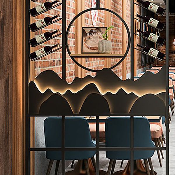 Botella de vino de metal y estante de vidrio para el piso moderno para la sala de estar