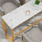 Glam White Faux Marble Pub Bar Table Indoor Gold Bar Dining Table Fixed Table, Only Table Clearhalo 'Bar Furniture' 'Bar Tables' 'bar_tables' 'furn' 'furn_bar_tables' 'Furniture' 'furniture_bar_tables' 'Kitchen & Dining Furniture' 'kitchen&dining_furn' 'kitchen' 1200x1200_71ac2f65-1027-4a55-9144-7504f6e4f6da