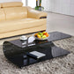 Contemporary Glass Shelf Included Coffee Cocktail Table with Casters Clearhalo 'Coffee & Accent Tables' 'Coffee Tables' 'coffee_tables' 'furn' 'furn_coffee_tables' 'Furniture' 'Living Room Furniture' 1200x1200_71ac9ead-0357-443d-b27b-ca01f1401b9f