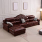 Genuine Leather Rolled Arm Sectional 36.22"High Camel Back Sofa, Dark Brown Clearhalo 'furn' 'furn_sectionals' 'Furniture' 'furniture_sectionals' 'Living Room Furniture' 'Sectionals' 1200x1200_71afd72c-e34b-4c46-b64c-6373dafa6380