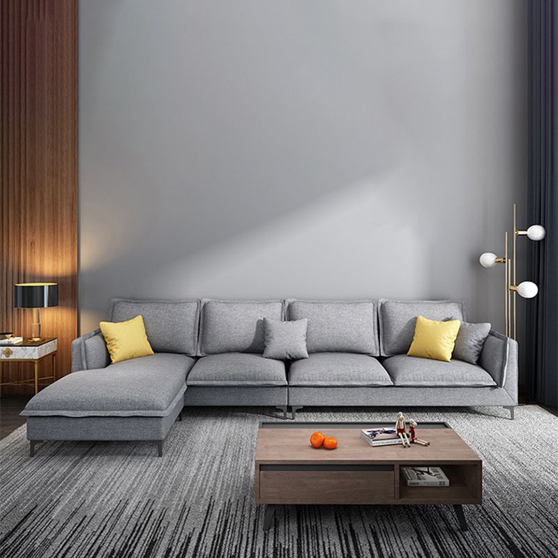 Lino moderno braccio quadrato sezionale 4 posti sezionale con 4 cuscini