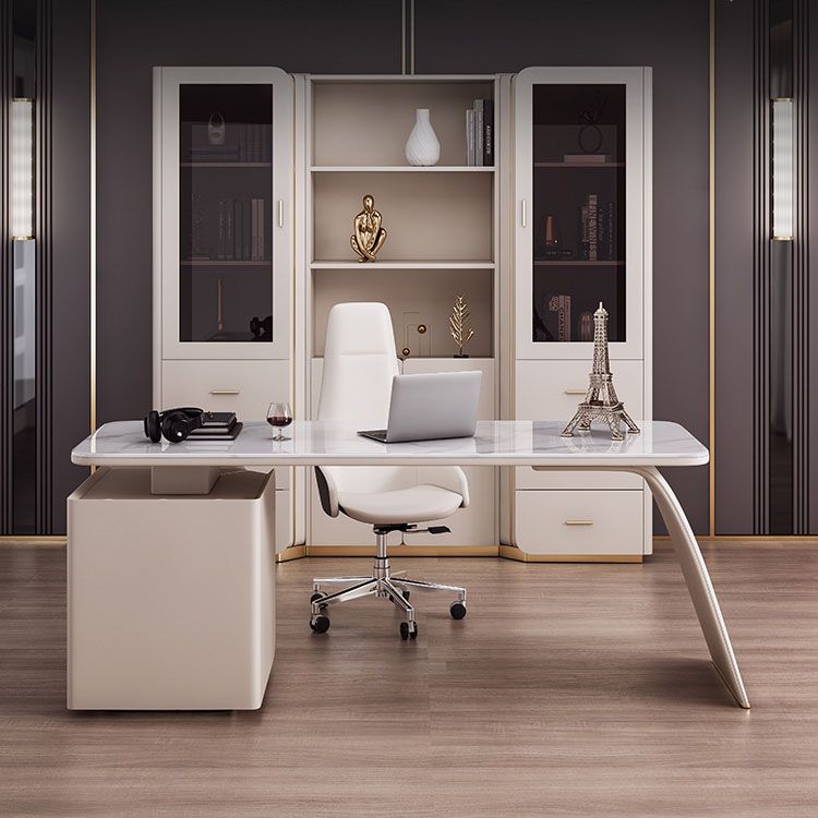3 Drawers Task Desk Rectangular Shaped Office Desk in White for Office Clearhalo 'furn' 'furn_office_desk' 'Furniture' 'Office Desks' 'Office Furniture' 'office_desk' 1200x1200_71b4d211-ef8d-4cae-862a-6cca1938152a