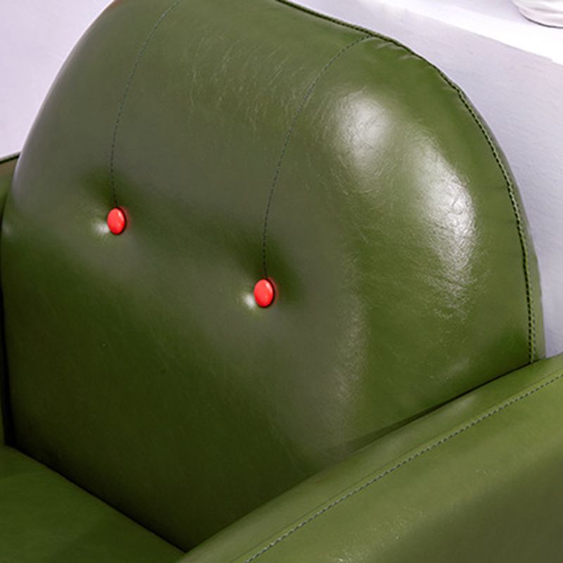 Tufted Split-Back Standard Square Arm Faux Leather Settee Couch