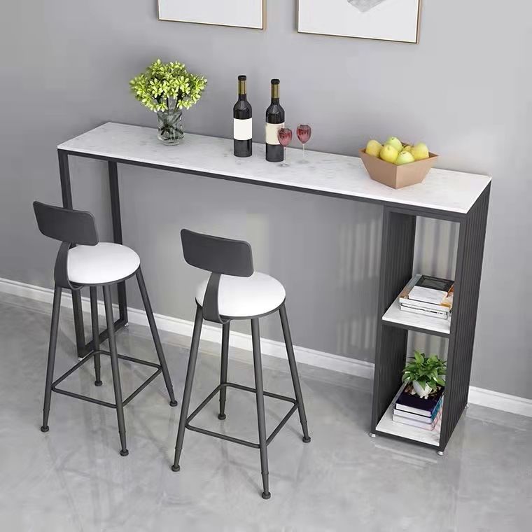 1/2/3 Pieces Bar Table Set Modern Rectangle Sintered Stone Bar Table with Low Back Stools Clearhalo 'Bar Furniture' 'furn' 'furn_home_bar_bar_sets' 'Furniture' 'Home Bars & Bar Sets' 'home_bar_bar_sets' 'Kitchen & Dining Furniture' 1200x1200_71b77c6f-10a2-420c-9c82-07cc1df450ce