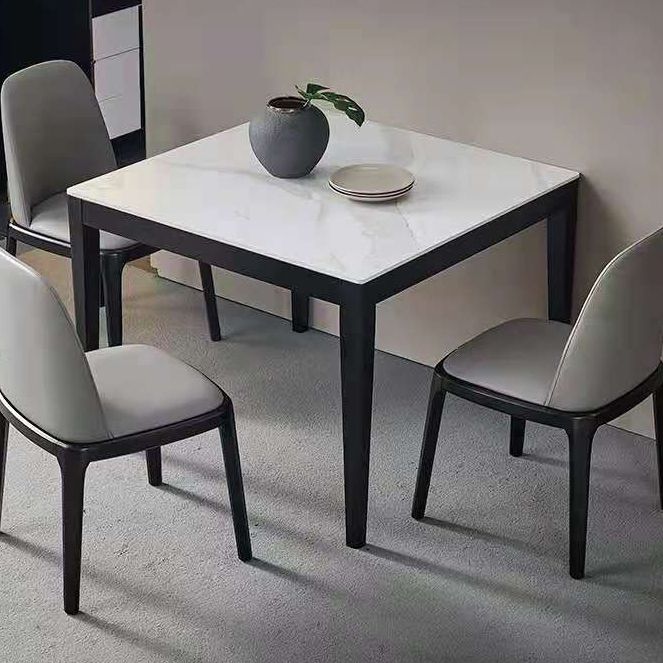 4 Legs Dining Table Industrial Stone Dining Table with Black Frame