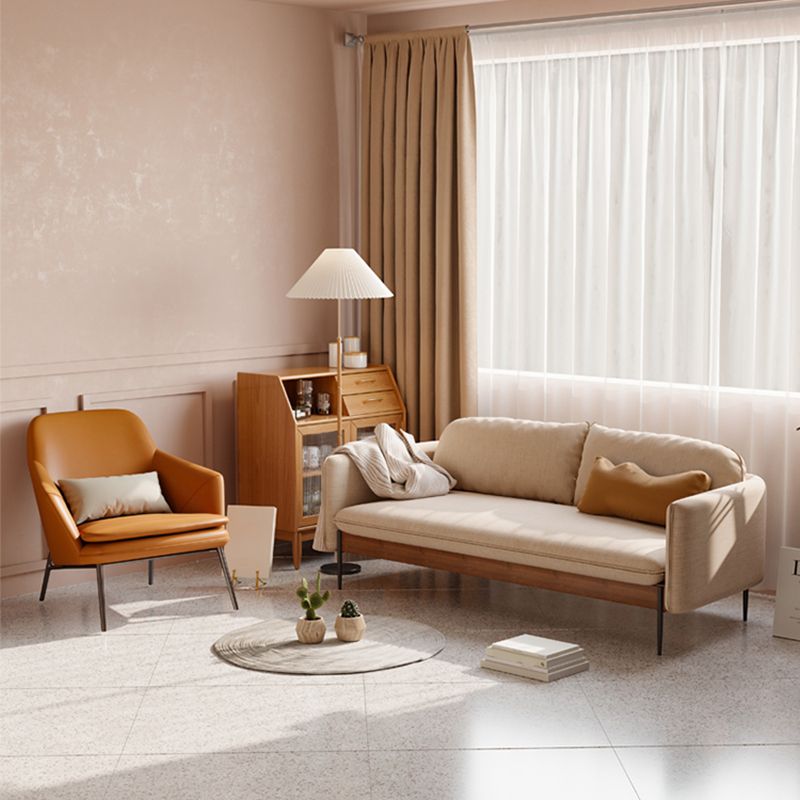 Cushions Square Arm Sofa Scandinavian 31.5" D x 31.5" H Linen Wooden Sofa Clearhalo 'furn' 'furn_sofas' 'Furniture' 'furniture_sofas' 'kitchen' 'kitchen_sofas' 'Living Room Furniture' 'Sofa' 'sofas' 1200x1200_71ba680f-785d-4139-a320-511242a8d3e8