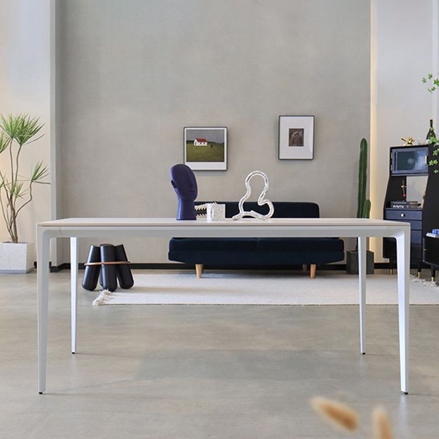 Metal Contemporary Rectangle Dining Table White Sintered Stone Table for Dining Room Clearhalo ' dining_table' 'Dining Tables & Seating' 'Dining Tables' 'Furniture' 'furniture_dining_table' 'Kitchen & Dining Furniture' 'kitchen&dining_furn' 'kitchen' 'kitchen_dining_table' 1200x1200_71bae4bf-b1a3-4385-8443-1fa85285ce3a