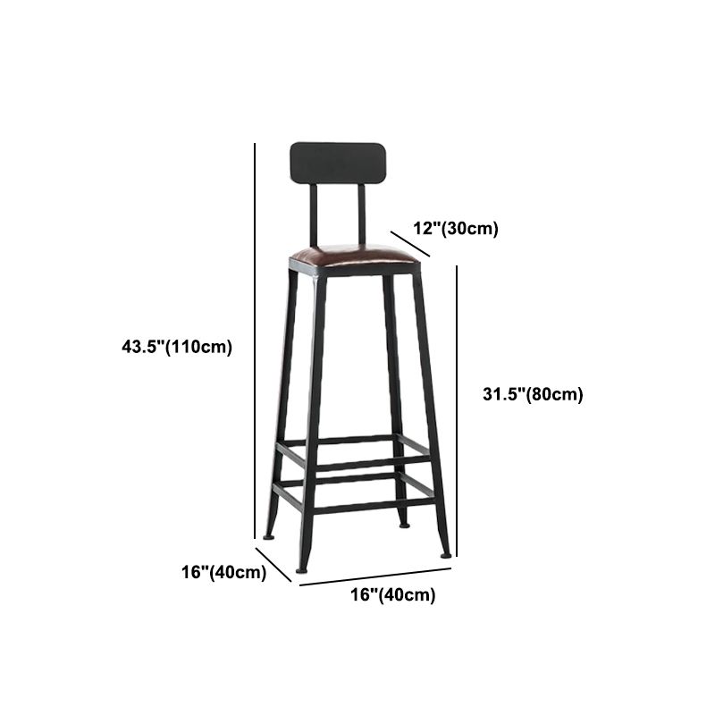 Industrial Armless Counter Stool Iron Milk Tea Shop Bar Stool with Cushion and Pedal Clearhalo 'Bar Furniture' 'Bar Stools' 'bar_stools' 'furn' 'furn_bar_stools' 'Furniture' 'Kitchen & Dining Furniture' 1200x1200_71bb320b-ba62-4314-9a15-a56939a2aad6