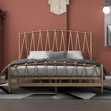 Lit à châssis ouvert en métal moderne et contemporain lit standard avec tête de lit arquée