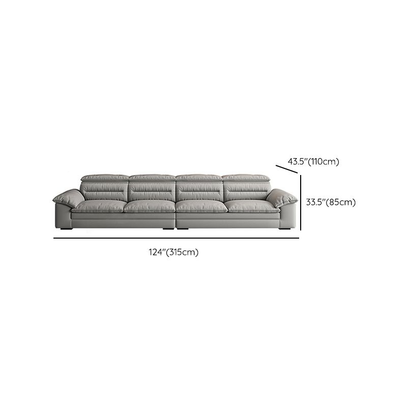Contemporary Faux Leather Light-grey Sewn Pillow Back Pillow Top Arm Sofa