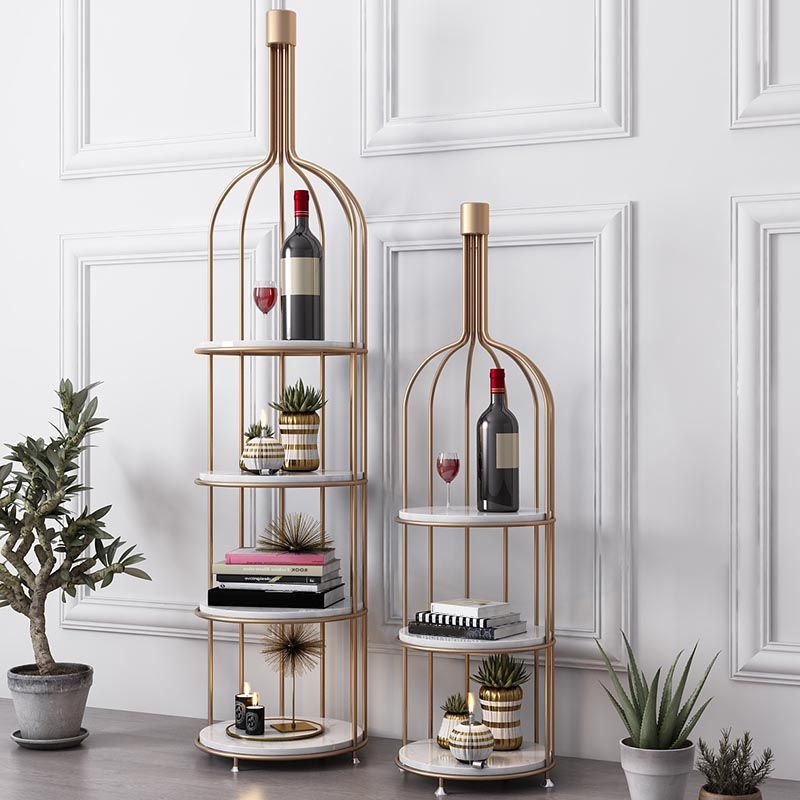 Luxury Metal Wine Holder Rack Round Floor Wine Racks with Shelf Clearhalo 'furn' 'furn_wine_racks' 'Furniture' 'Kitchen & Dining Furniture' 'Wine Racks' 'wine_racks' 1200x1200_71bd543d-a490-44b9-986c-1fbd668505ff