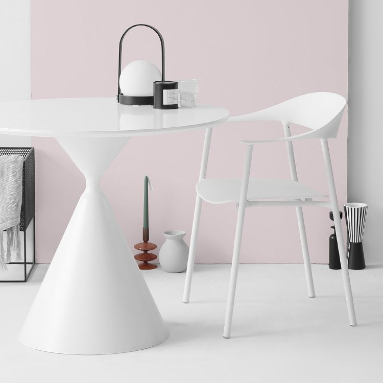 Matte Finish Scandinavian Dining Arm Chair Plastic Open Back Dining Chair Clearhalo ' kitchen&dining_furn' 'Dining Chairs' 'Dining Tables & Seating' 'dining_chair' 'furn' 'furn_dining_chair' 'Furniture' 'furniture_dining_chair' 'Kitchen & Dining Furniture' 'kitchen' 1200x1200_71bd9c5e-3171-426d-b67a-3ffeb59c41a3