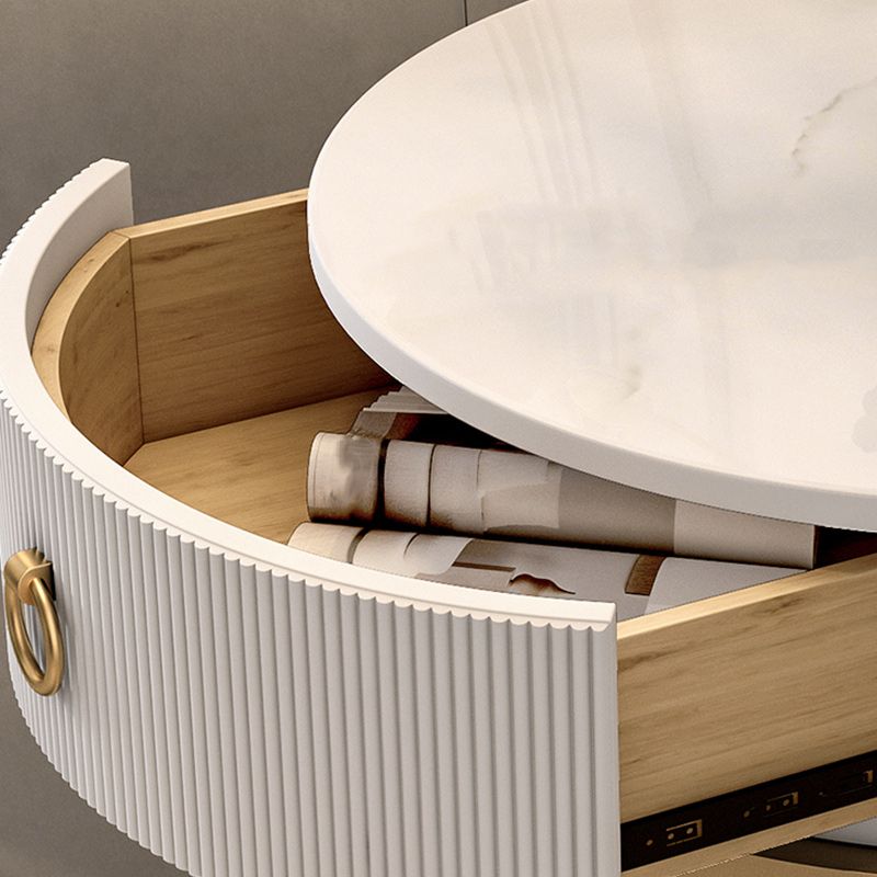 Frame Glam Style Side Table 22.83" Tall Stone Top Side Table with Storage Clearhalo 'Coffee & Accent Tables' 'End & Side Tables' 'end_side_tables' 'furn' 'furn_end_side_tables' 'Furniture' 'Living Room Furniture' 1200x1200_71be2d7b-4b45-494f-acbb-e220be445658