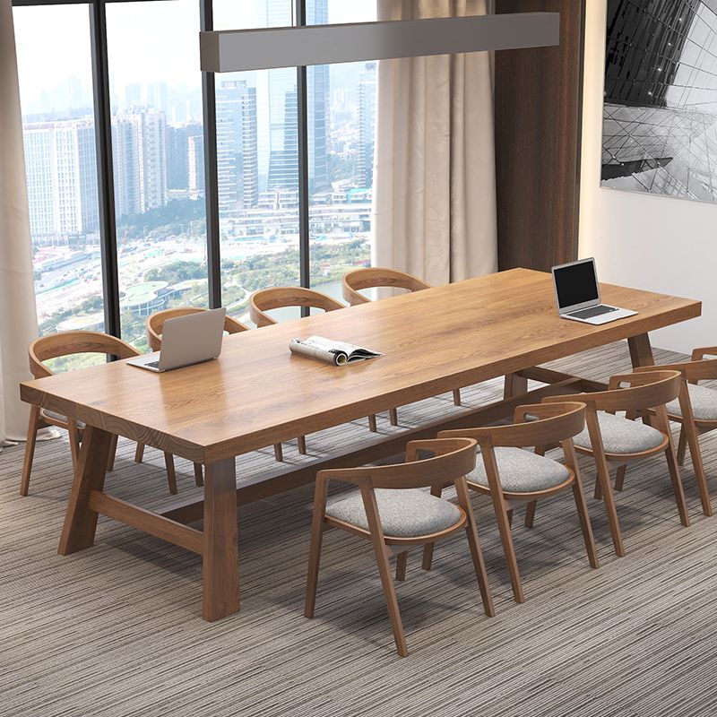 Modern Wood Task Desk Rectangular Shape Office Desk with 4 Legs - Clearhalo