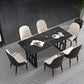 Glam Style Stone Top Double Pedestal Table Home Rectangle Dining Table Clearhalo 'Dining Tables & Seating' 'Dining Tables' 'dining_table' 'furn' 'furn_dining_table' 'Furniture' 'furniture_dining_table' 'Kitchen & Dining Furniture' 'kitchen' 'kitchen_dining_table' 1200x1200_71bf1acf-e023-4a07-b480-c64bcacaaab1