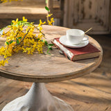 Tavolino in legno in legno di campagna francese tavolo da base di ferro in difficoltà