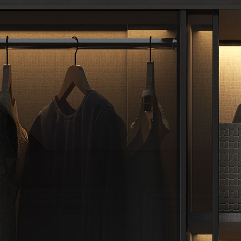 Modern Style Glass Wardrobe 1-Drawer Bedroom Wardrobe Closet Clearhalo 'Armoires & Wardrobes' 'armoires_wardrobes' 'Bedroom Furniture' 'furn' 'furn_armoires_wardrobes' 'Furniture' 1200x1200_71c10d26-1caa-4910-8d44-986f4a5bb05a