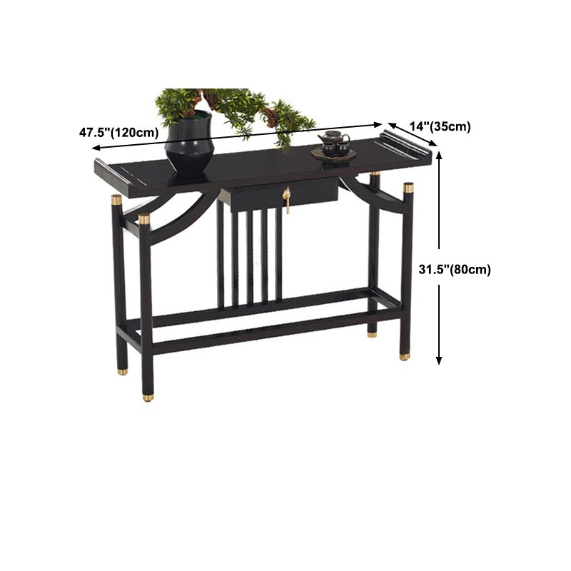 Vaste houten rechthoekige console tabel 31,5-inch hoge accenttafel met plank