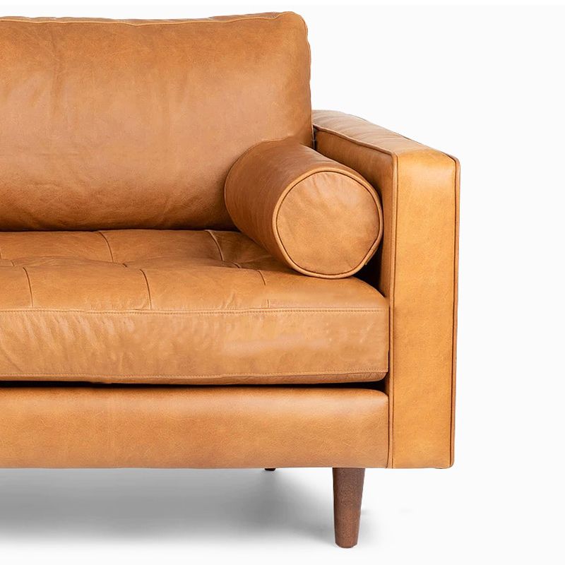 Faux Leather Modern Sofa 37.7"W Square Arm Sofa with 2 Pillows for Living Room Clearhalo 'furn' 'furn_sofas' 'Furniture' 'furniture_sofas' 'kitchen' 'kitchen_sofas' 'Living Room Furniture' 'Sofa' 'sofas' 1200x1200_71c1c394-fb17-48eb-8fda-fec156212308