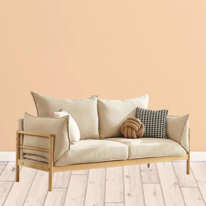 Modern 37" H Linen Wood Frame Square Arm Loveseat for Living Room