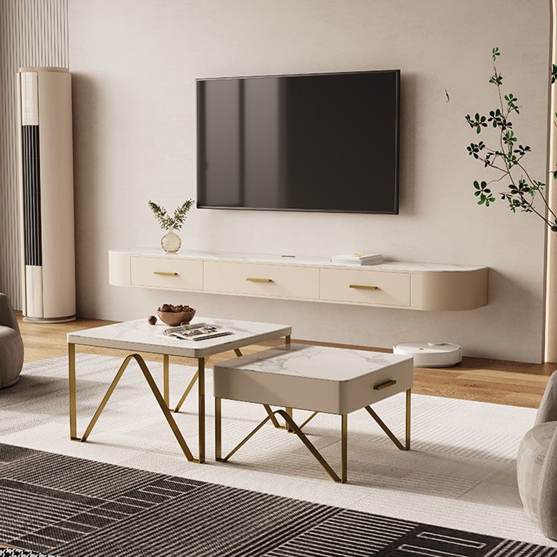 Consola flotante de piedra moderna para medios de TV, consola para sala de estar