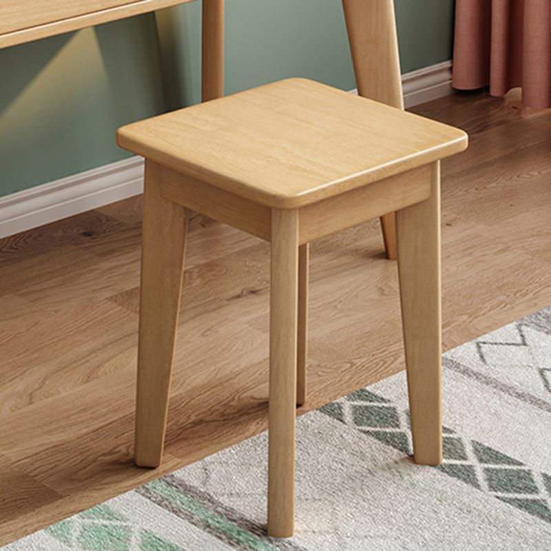 Tavolo da toeletta scandinavo a specchio in legno massiccio e sgabello