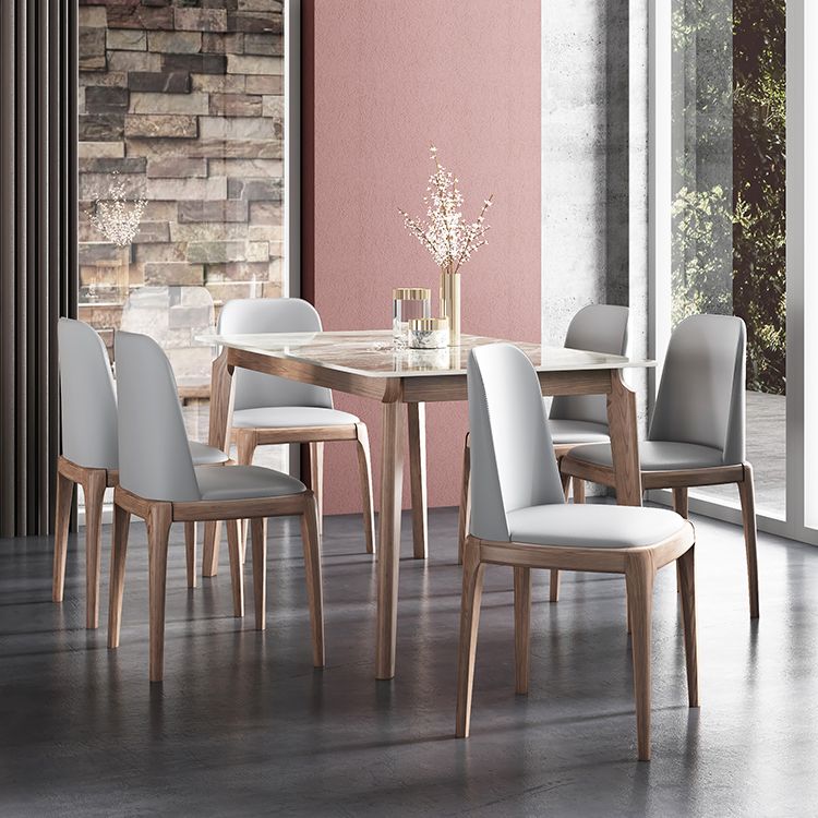Rectangle Mid-Century Modern Dining Table Sintered Stone Table with 4 Solid Wood Legs Clearhalo ' dining_table' 'Dining Tables & Seating' 'Dining Tables' 'furn' 'furn_dining_table' 'Furniture' 'furniture_dining_table' 'Kitchen & Dining Furniture' 'kitchen&dining_furn' 'kitchen' 'kitchen_dining_table' 1200x1200_71c49330-021c-4d11-90f4-afdb3c13fdb6