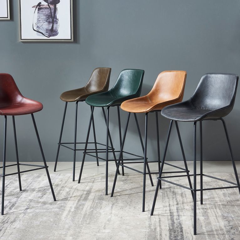 Contemporary Bar-stool PU Leather Counter Bar Stool for Kitchen with 4 Metal Legs Clearhalo 'Bar Furniture' 'Bar Stools' 'bar_stools' 'furn' 'furn_bar_stools' 'Furniture' 'Kitchen & Dining Furniture' 1200x1200_71c494bf-76f0-4fa6-9737-6fe98a1a9d08