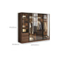 Brown Storage Cabinet with Glass Doors Contemporary Cabinet with Drawers