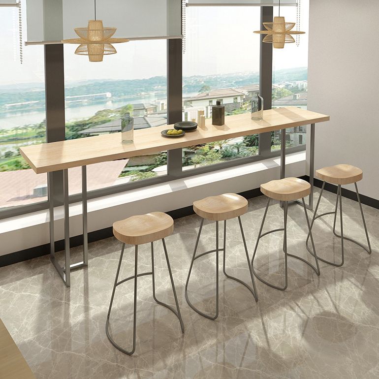 Pine Wood Bar Dining Table Contemporary Bar Table with Double Pedestal Base Clearhalo 'Bar Furniture' 'Bar Tables' 'bar_tables' 'furn' 'furn_bar_tables' 'Furniture' 'furniture_bar_tables' 'Kitchen & Dining Furniture' 1200x1200_71c6748b-fa38-45d4-baa0-1e27b793b6d8