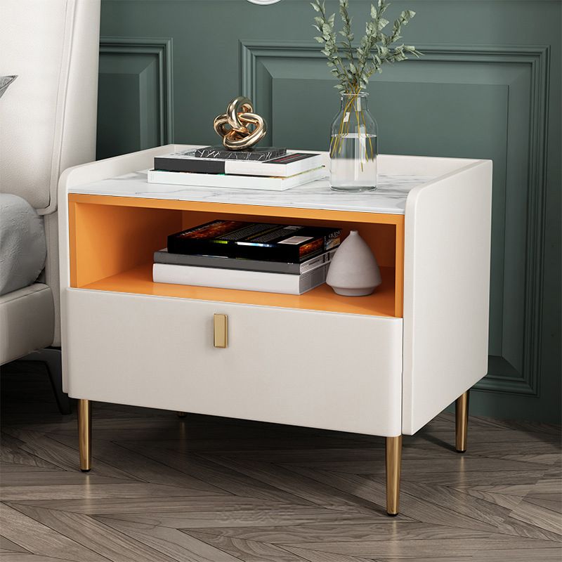 1 la houten nachtkastje 16 "W leisteen bovenste nachttafel voor slaapkamer