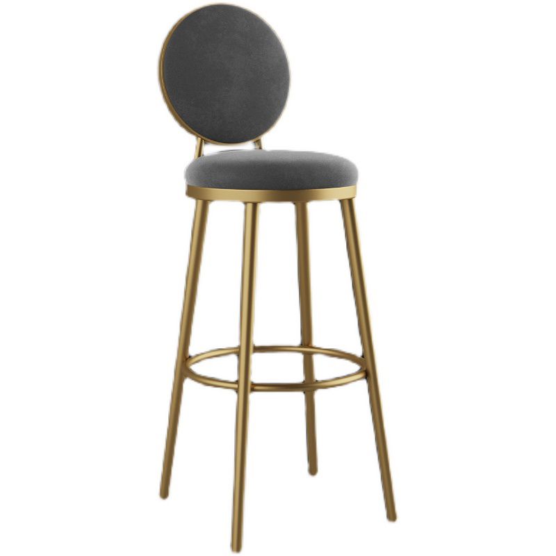 Nordic Armless Backrest Counter Stool Iron Kitchen Bar Stool with Velvet Cushion and Pedal Clearhalo 'Bar Furniture' 'Bar Stools' 'bar_stools' 'furn' 'furn_bar_stools' 'Furniture' 'furniture_bar_stools' 'Kitchen & Dining Furniture' 1200x1200_71c7d715-28eb-435e-a98c-9cba5e312915