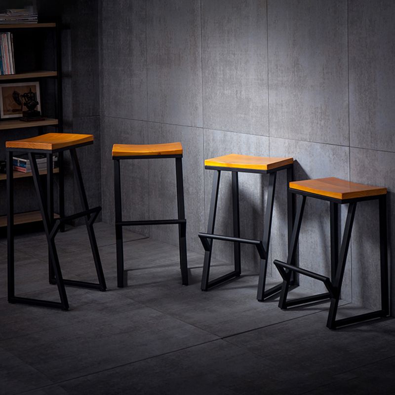 Industrial Style Bar Stool Iron and Solid Wood Square Seat Counter Height Stools Clearhalo 'Bar Furniture' 'Bar Stools' 'bar_stools' 'furn' 'furn_bar_stools' 'furniture_bar_stools' 'Kitchen & Dining Furniture' 'kitchen&dining_furn' 'kitchen' 'kitchen_furn' Furniture' 1200x1200_71c80615-4421-44be-b4d3-b3171acfe971