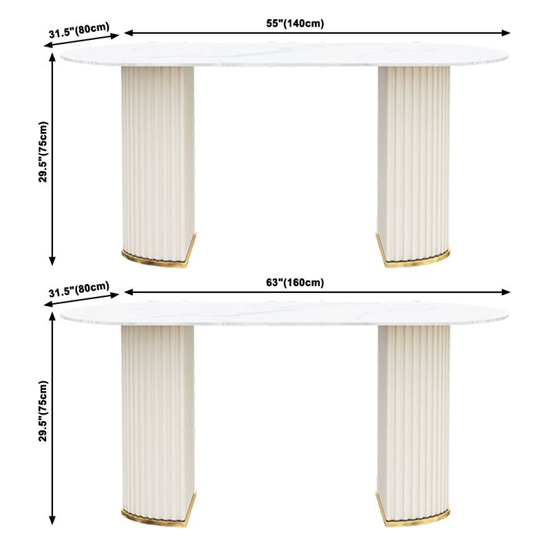 Oval Double Pedestal Contemporary Dining Table White Fixed Table of Sintered Stone Clearhalo ' dining_table' 'Dining Tables & Seating' 'Dining Tables' 'furn' 'furn_dining_table' 'Furniture' 'furniture_dining_table' 'Kitchen & Dining Furniture' 'kitchen&dining_furn' 'kitchen' 'kitchen_dining_table' 1200x1200_71ca457b-2935-47a6-97d0-0f38c9b153bb