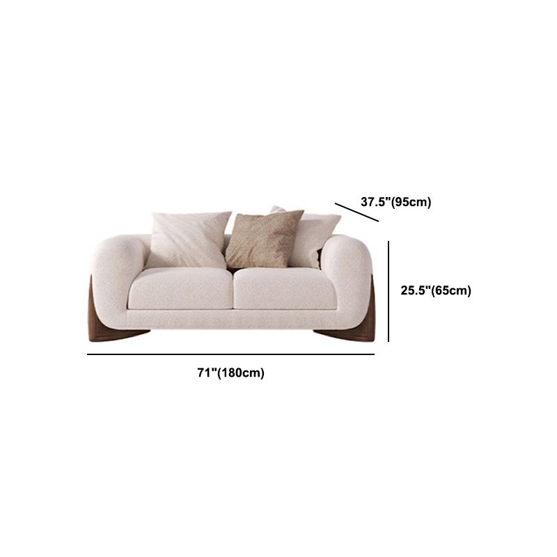 Sofá de lana blanco contemporáneo, cojines de brazo de esmoquin, sofá con almohadas