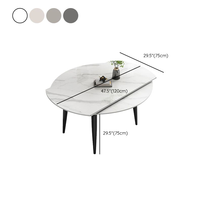 Glam Style Dining Table Stone Top Butterfly Leaf Dining Table