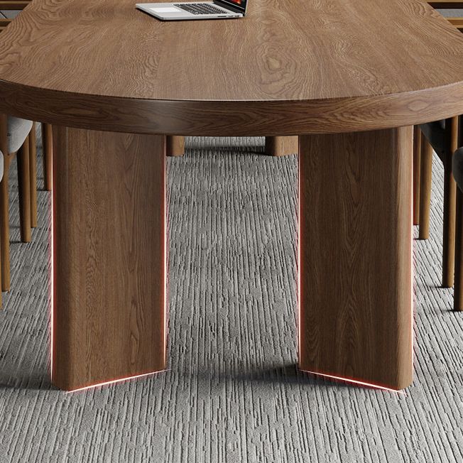 29 "h scrivania di scrittura contemporanea ovale in legno in legno marrone scrivania