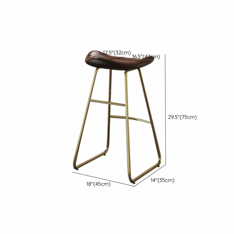 Contoured Seat Bar Stools Metal Dining Stools with Metal Base