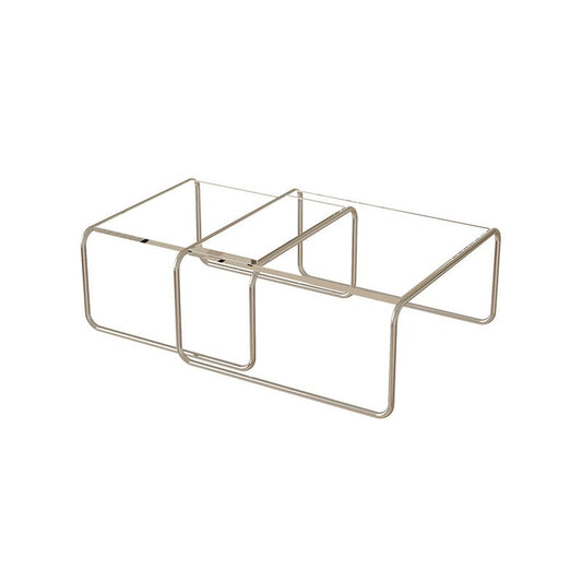 Tavolino a slitta in acciaio quadrato moderno 2 cocktail nidificante