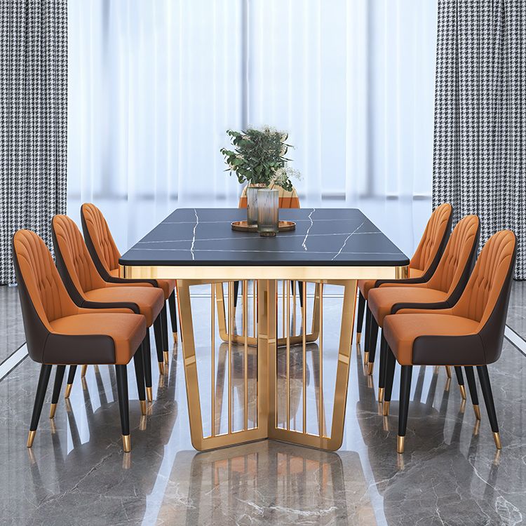 Traditional Luxury Style Dining Table Rectangle Sintered Stone Table with Gold Frame Clearhalo ' dining_table' 'Dining Tables & Seating' 'Dining Tables' 'furn' 'furn_dining_table' 'Furniture' 'furniture_dining_table' 'Kitchen & Dining Furniture' 'kitchen&dining_furn' 'kitchen' 'kitchen_dining_table' 1200x1200_71d5c550-8068-4448-b7c7-6b25404f5ea5
