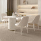 Modern Oval Dining Site Table Stone and Metal White Base Dinner Room Kitchen Table