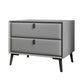 Leather Top Nightstand  with Drawers Glam Night Table with 4 Legs