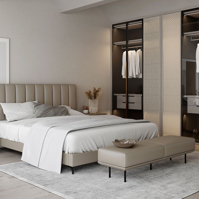 Panca imbottita contemporanea panca da letto rettangolo con gambe nere