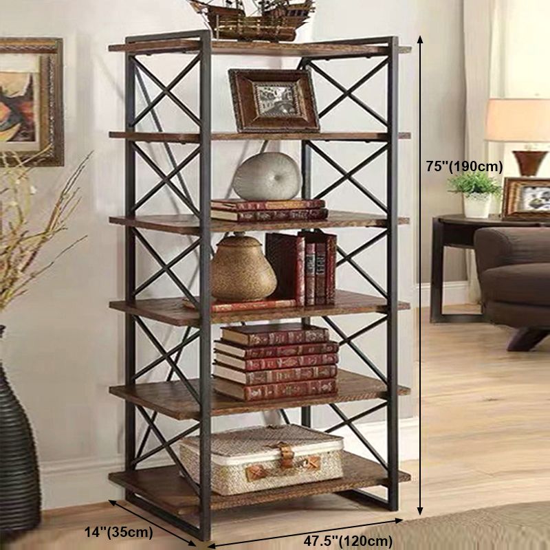 Industrial Open Etagere Bookshelf with Black Iron Frame Solid Wood Shelf Clearhalo 'Bookcases' 'furn' 'furn_bookcases' 'Furniture' 'furniture_bookcases' 'kitchen' 'kitchen_bookcases' 'Living Room Furniture' 'Office Furniture' 1200x1200_71e08a3a-780b-4837-96d2-11391b9edde2