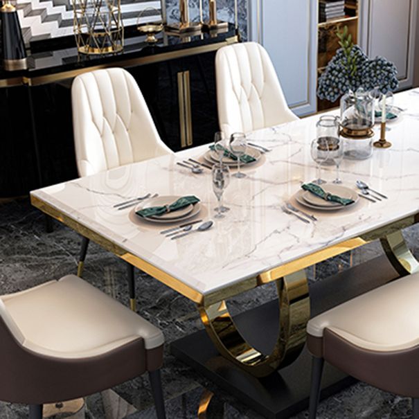 Modern 1/4/5/7 Pieces White Dining Table Set with Marble Top Rectangle Dinette Set Clearhalo 'Dining Room Sets' 'Dining Tables & Seating' 'dining_room_set' 'furn' 'furn_dining_room_set' 'Furniture' 'furniture_dining_room_set' 'Kitchen & Dining Furniture' 'kitchen&dining_furn' 'kitchen' 1200x1200_71e0eefd-8ec4-47e5-b3c3-29e3f3faec07