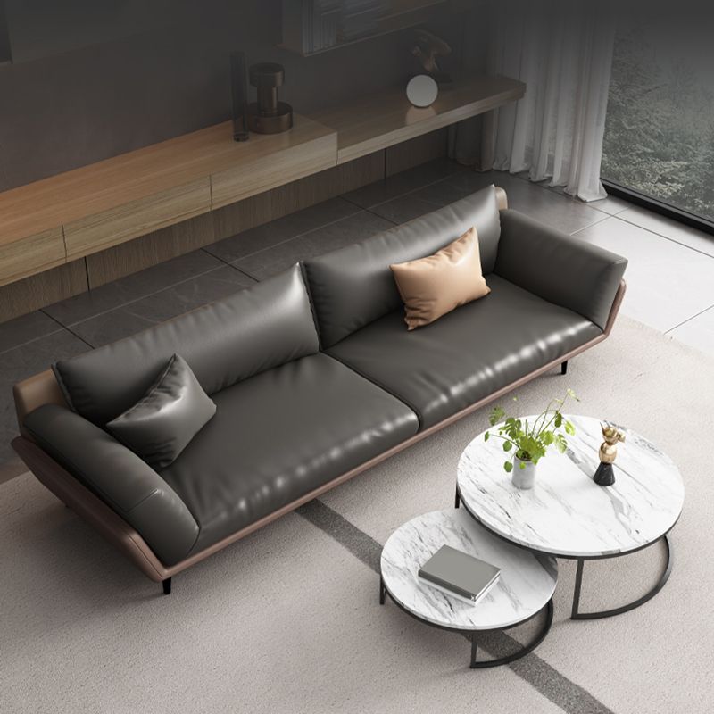 Black Faux Leather Flared Arm Chesterfield Sofa Industrial Style Seating Clearhalo 'furn' 'furn_sofas' 'Furniture' 'Living Room Furniture' 'Sofa' 'sofas' 1200x1200_71e2dd59-b58e-4ef3-a23b-987f2cd75958